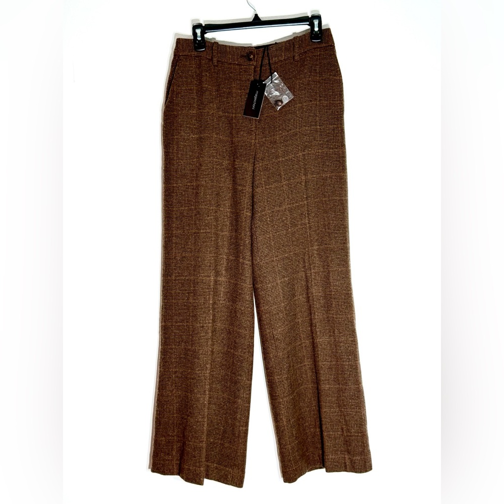 Magaschoni Brown Heritage Plaid Wool Blend Pants